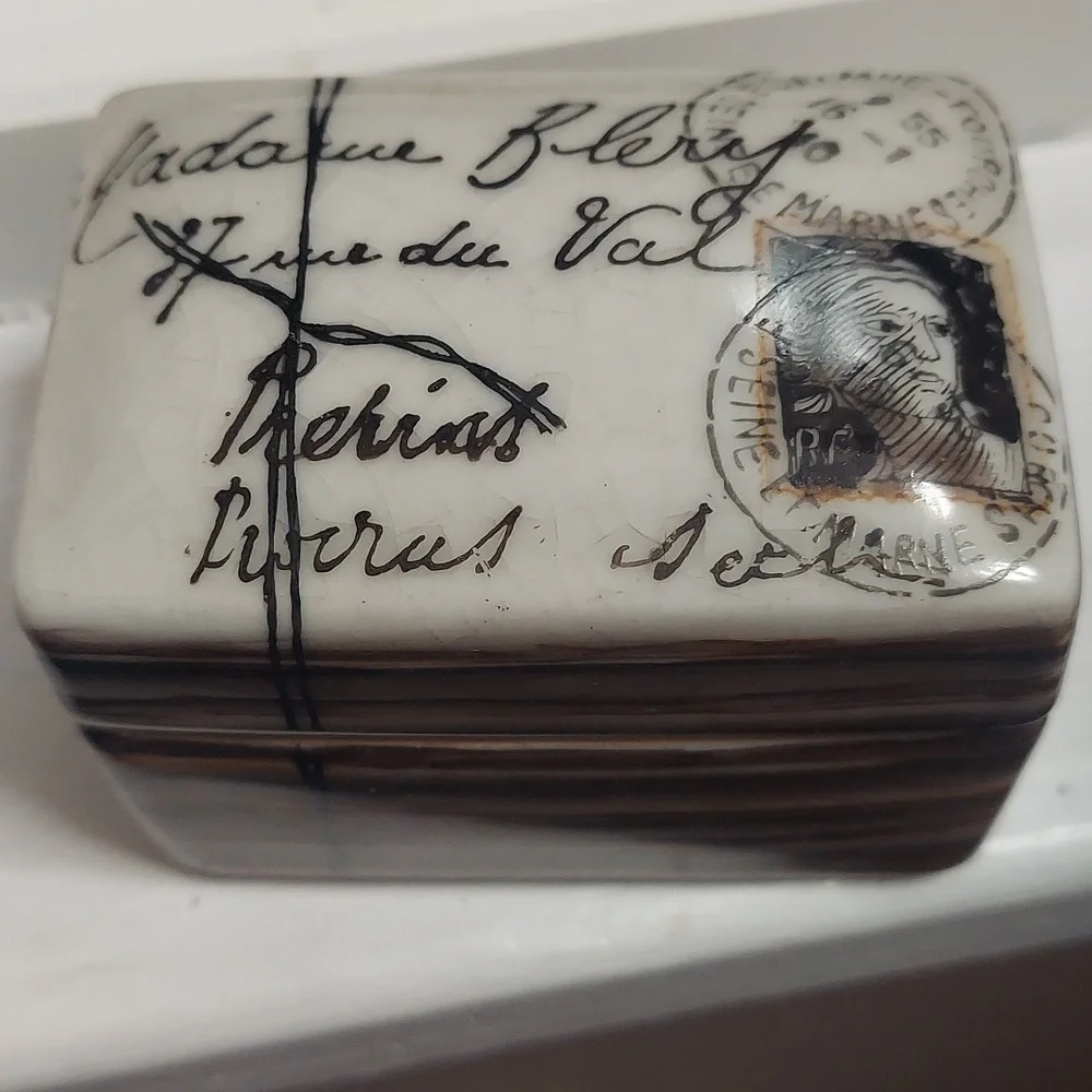 Homart Rectangle Tray Trinket Jewelry Letter Postale Porcelain Box